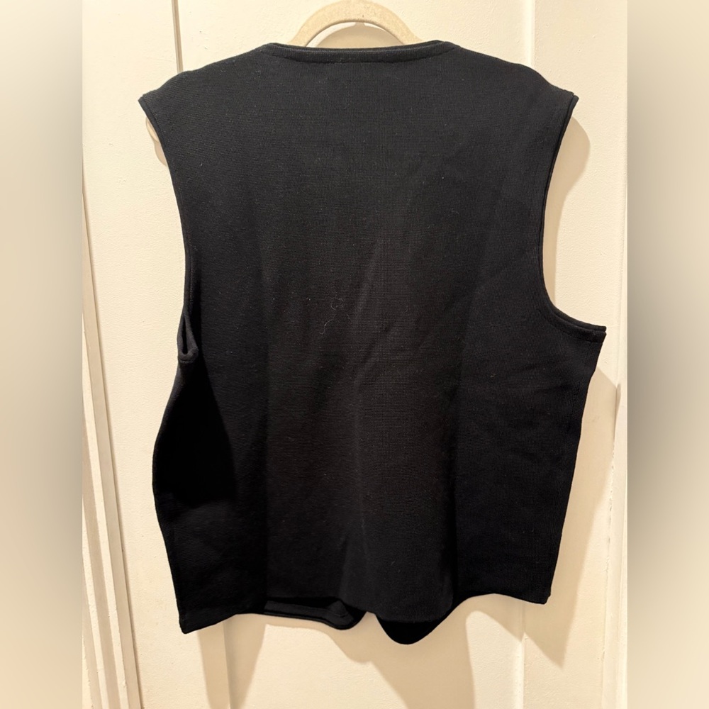 Bloomingdale's Black V-Neck Button Vest - Picture 2 of 4